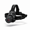 A black head laser with an adjustable elastic strap, shown floating against a white background with a soft shadow underneath. The brand name 'HEADX' is printed in white on the strap.