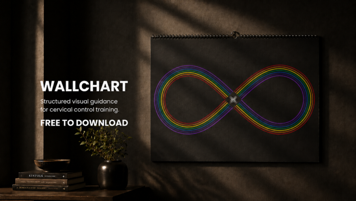 Wallchart with rainbow infinity symbol on a dark background