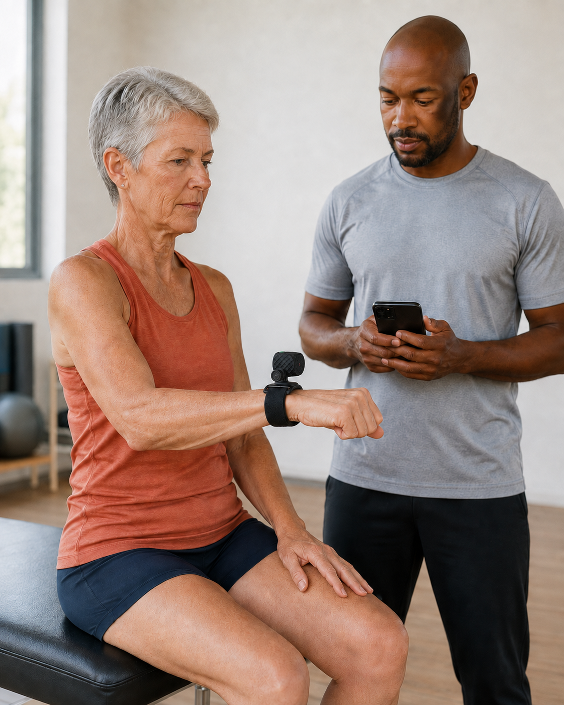 Illustrative HeadX Duo wrist-mounted elbow movement scene