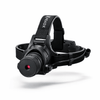 Black HeadX Kross head-mounted laser guidance system with red crosshair laser, ergonomic design.